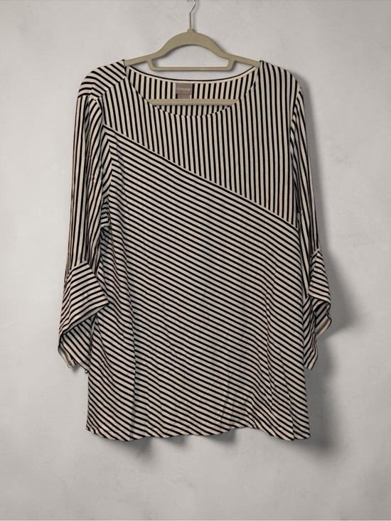 Chico's Tops - Chico's Black and White Diagonal Stripe Tunic